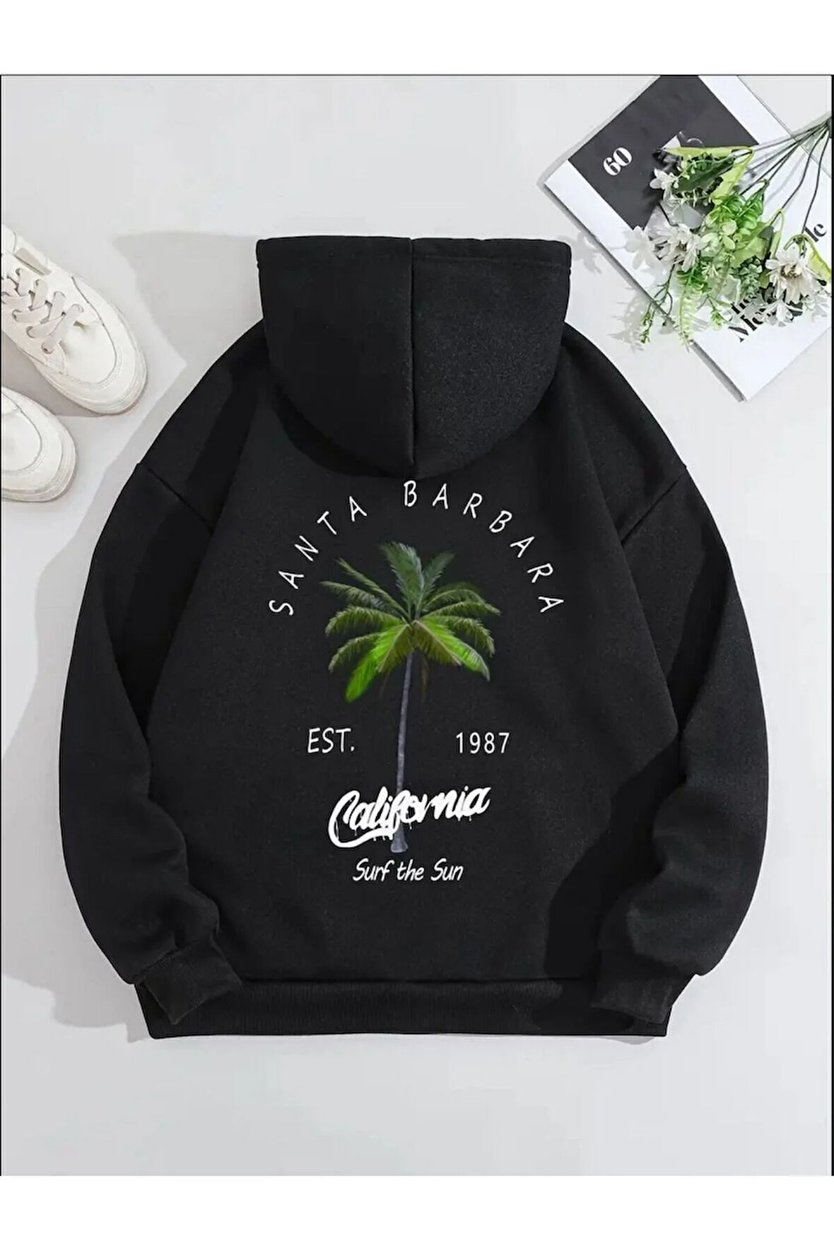 Santa Barbara Baskılı Kapüşonlu Cepli Sweatshirt