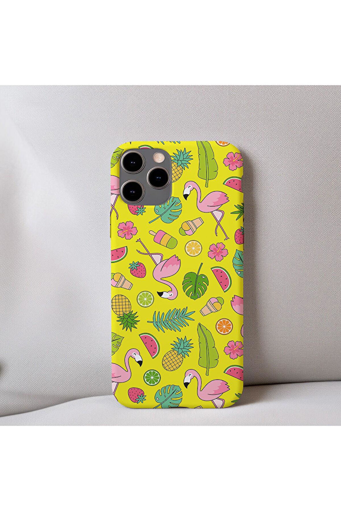 İphone XR Uyumlu İçi Kadife Flamingo Desenli Telefon Kılıfı