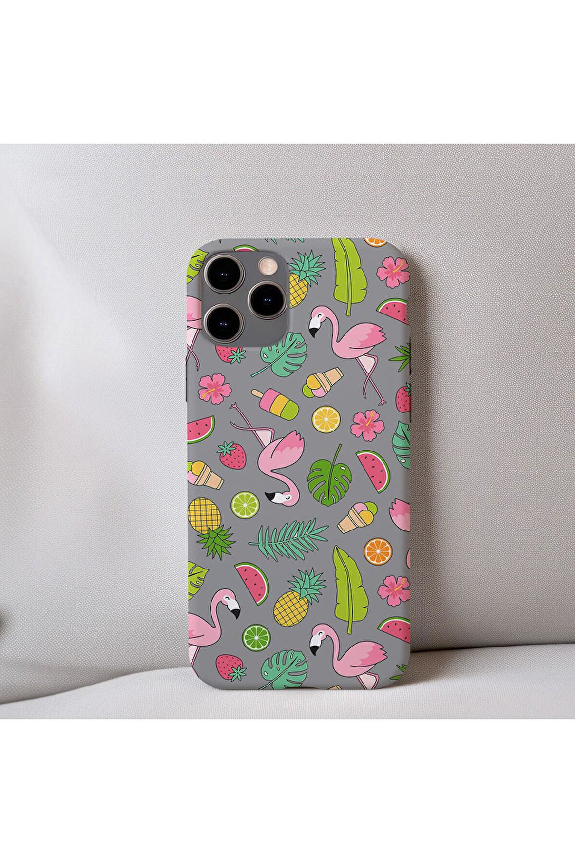 İphone XR Uyumlu İçi Kadife Flamingo Desenli Telefon Kılıfı