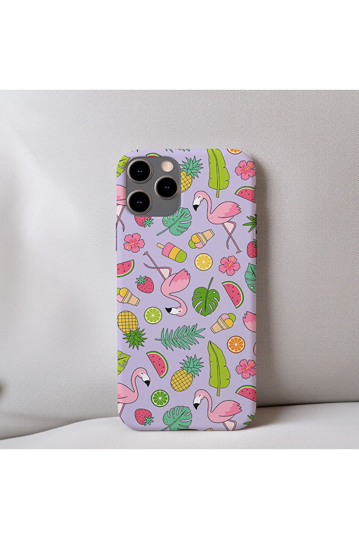 İphone 6 Uyumlu İçi Kadife Flamingo Desenli Telefon Kılıfı