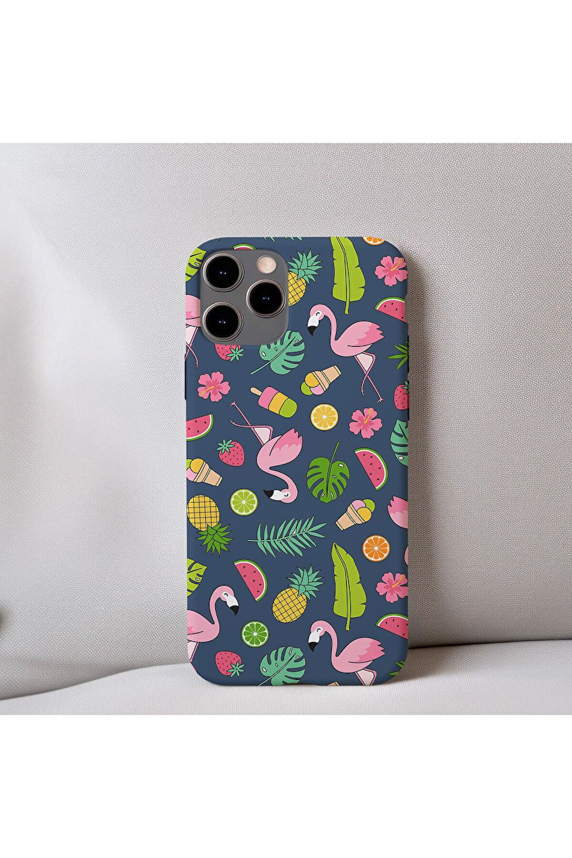 İphone 6 Uyumlu İçi Kadife Flamingo Desenli Telefon Kılıfı