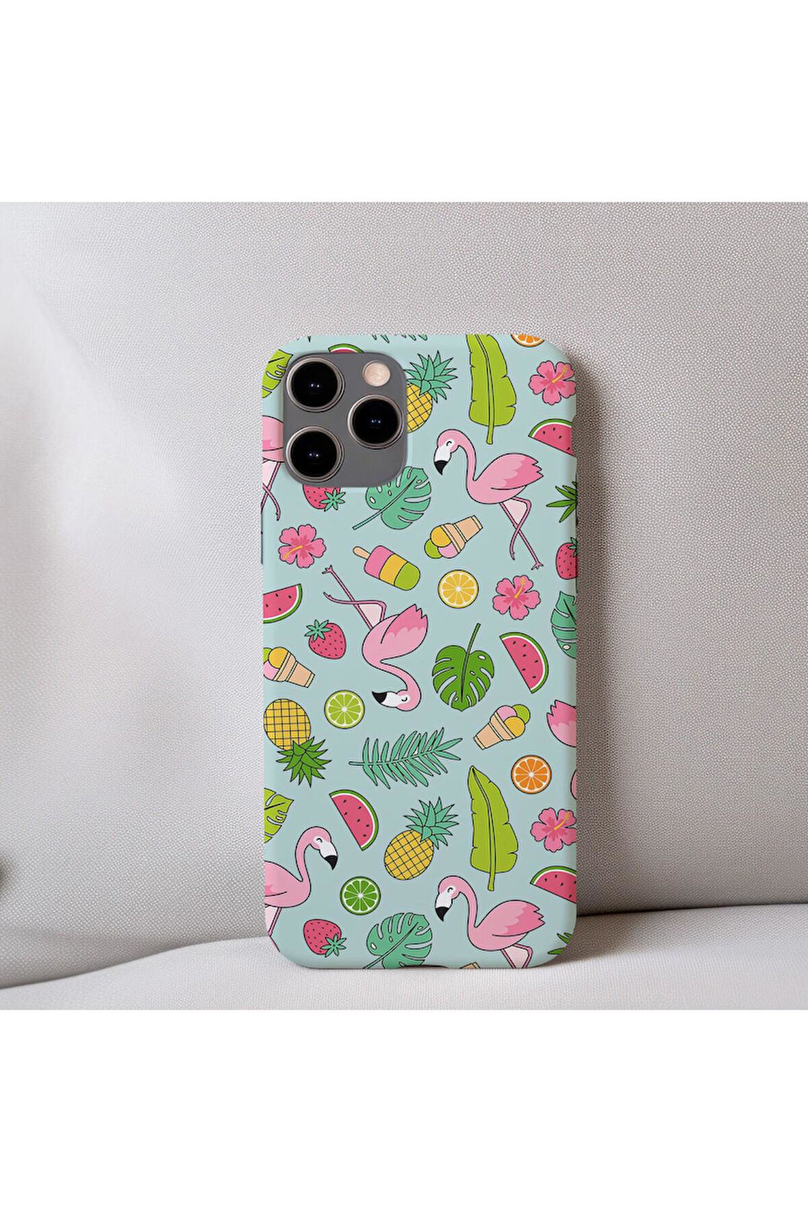 İphone 6 Uyumlu İçi Kadife Flamingo Desenli Telefon Kılıfı