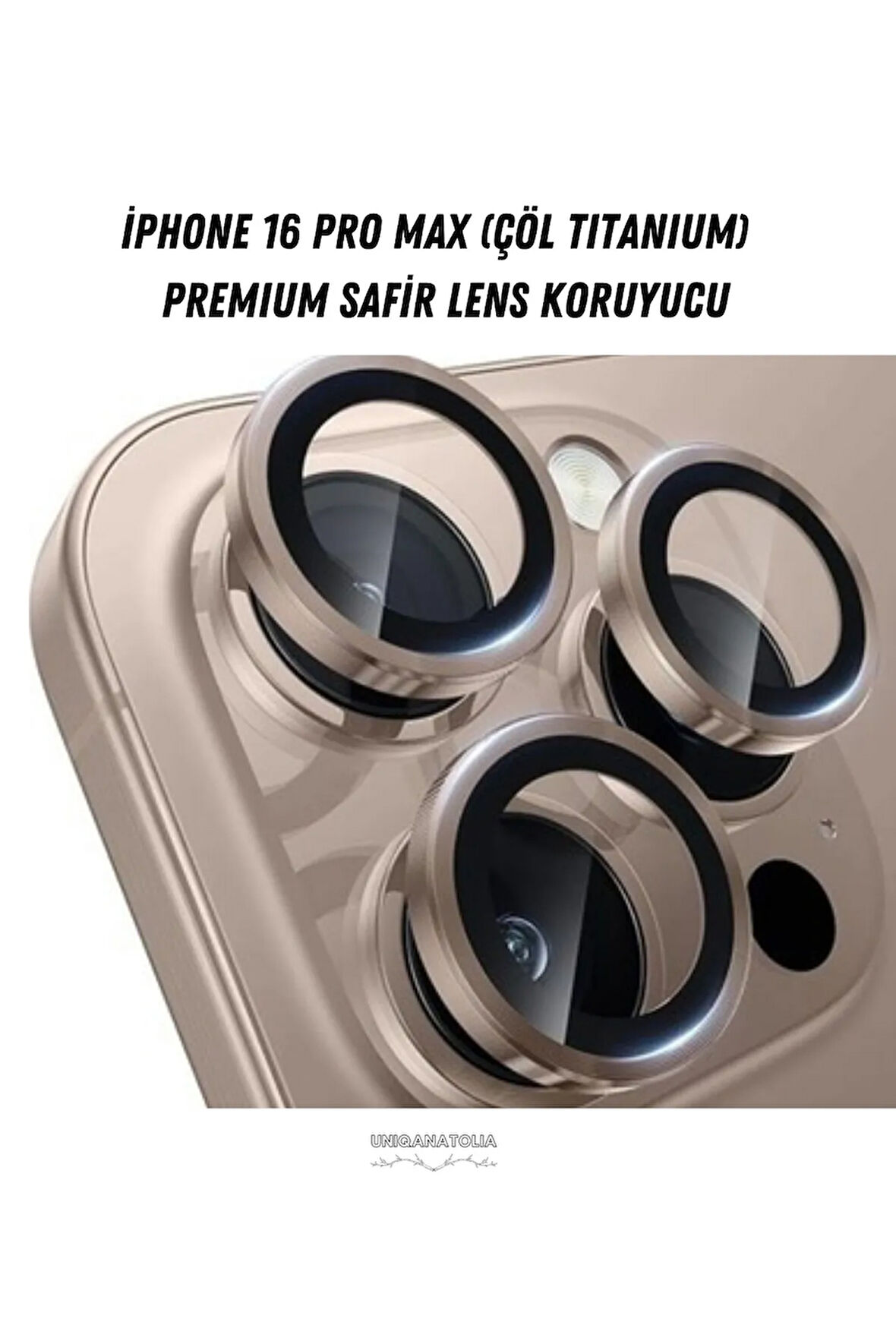 iPhone 16 Pro Max Uyumlu Premium Safir Lens Koruyucu