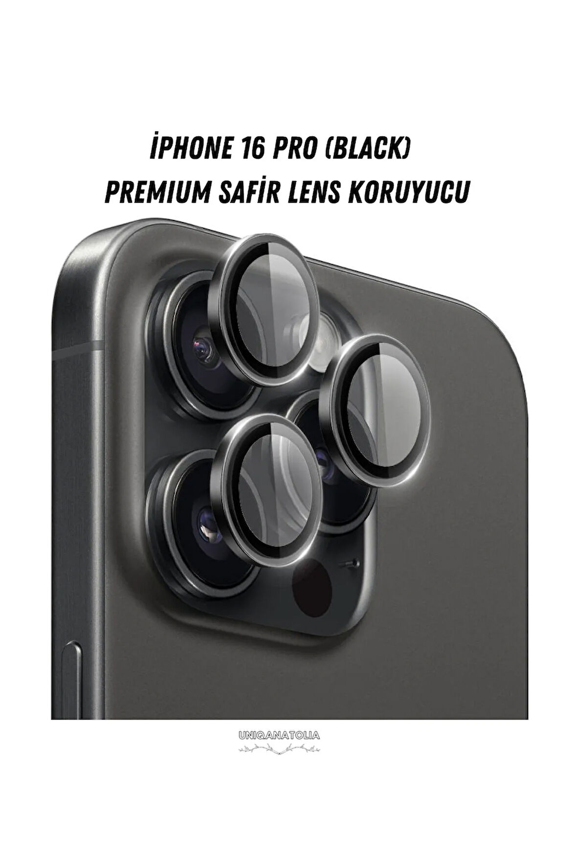 iPhone 16 Pro Uyumlu Premium Safir Lens Koruyucu