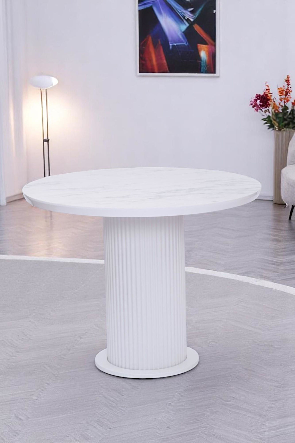 Bohem Yuvarlak Lak Panel Mutfak Masası 100cm