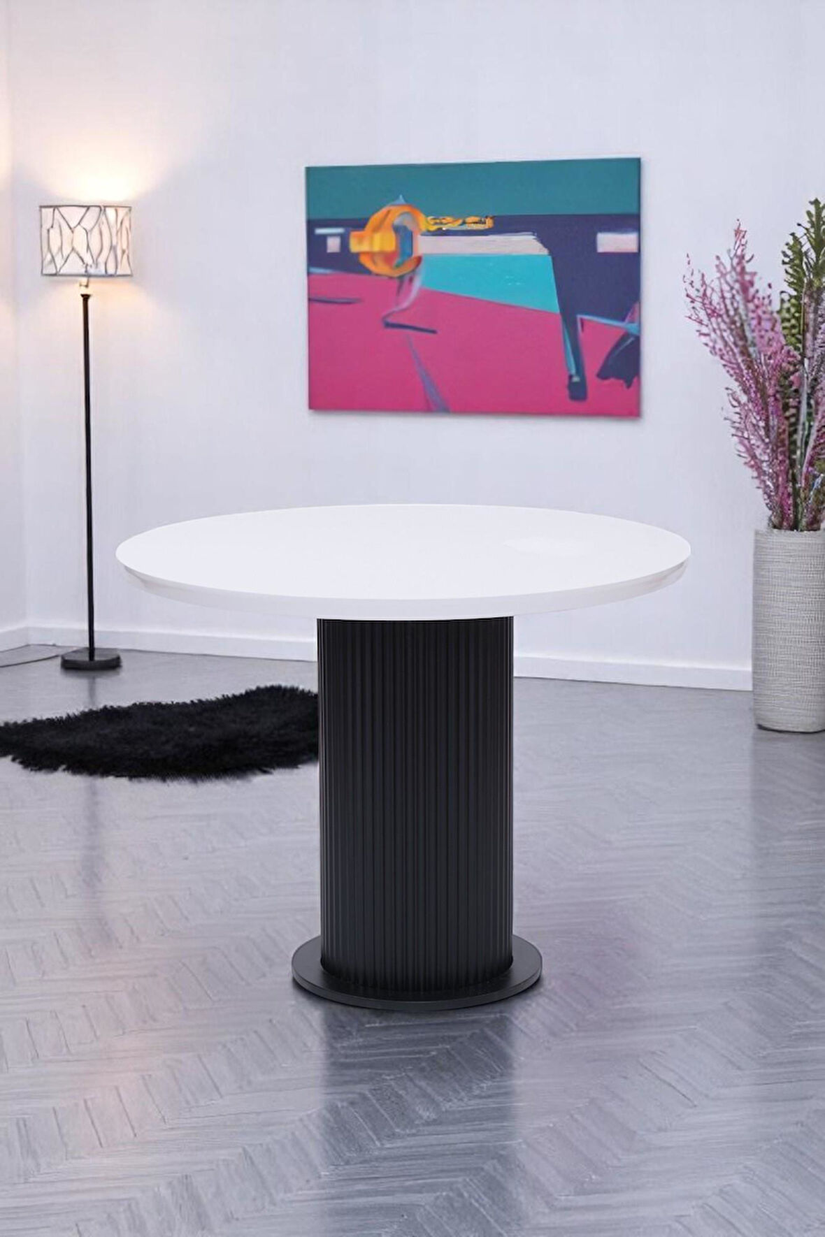 Bohem Yuvarlak Lak Panel Mutfak Masası 100cm