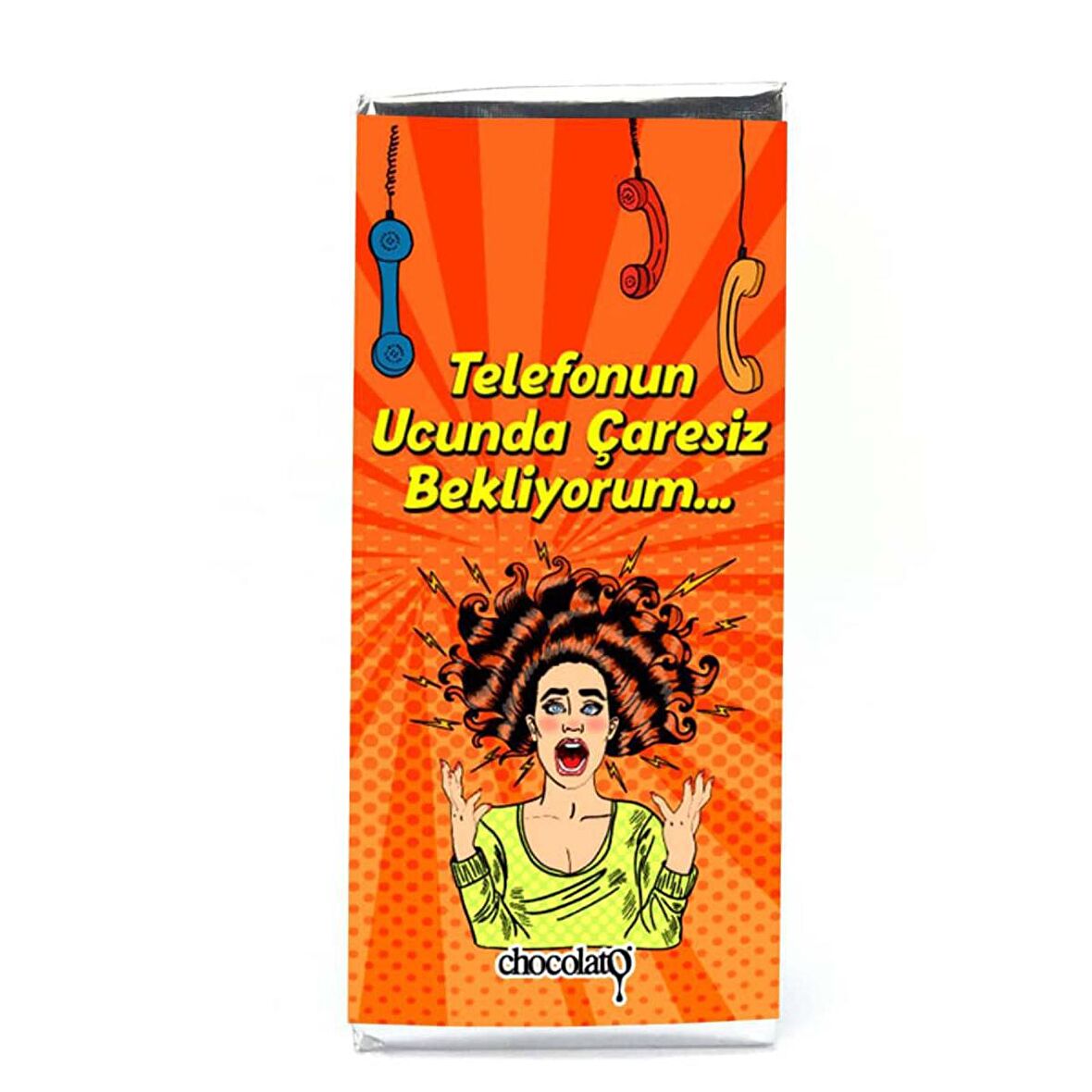 Telefonun Ucunda Çaresiz  100 gr. Sütlü Tablet Çikolata