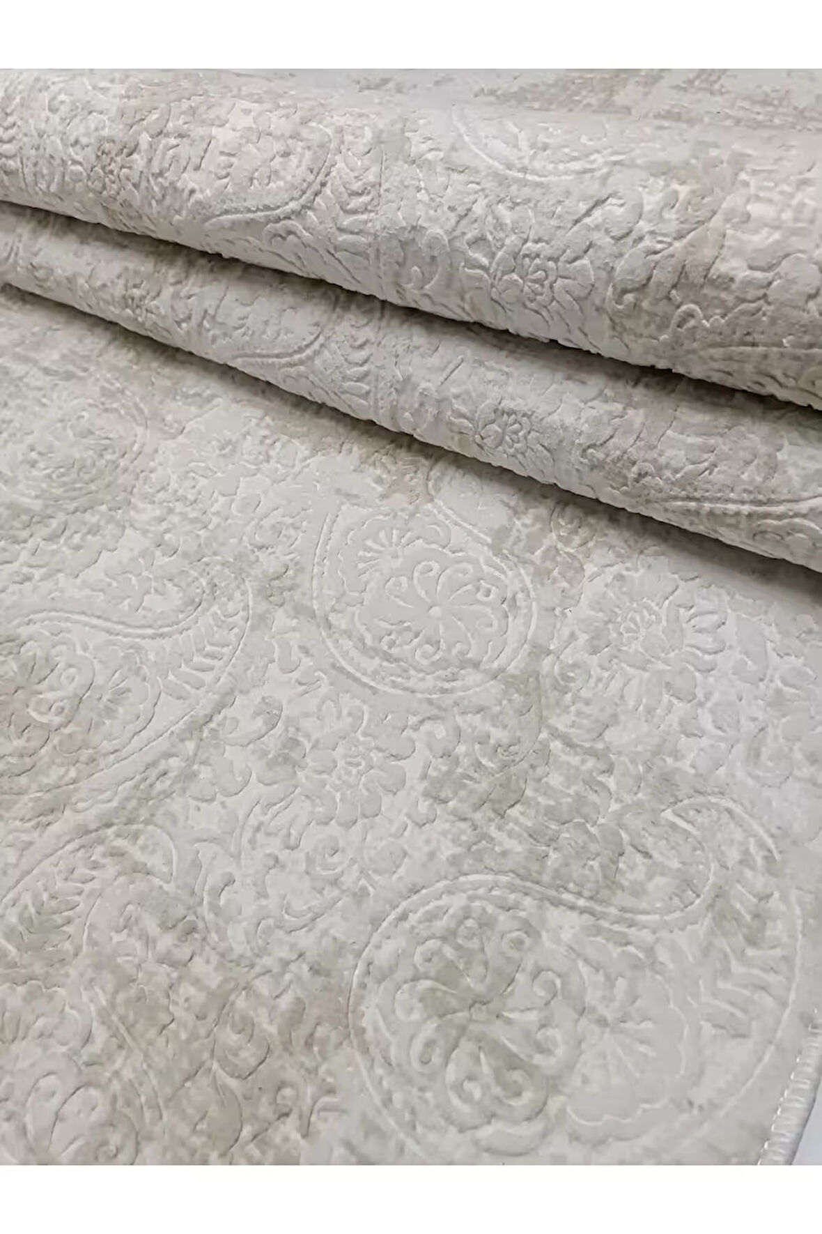 Dinarsu Nevra Asos Krem Kaymaz Taban Kesme Halı Yolluk