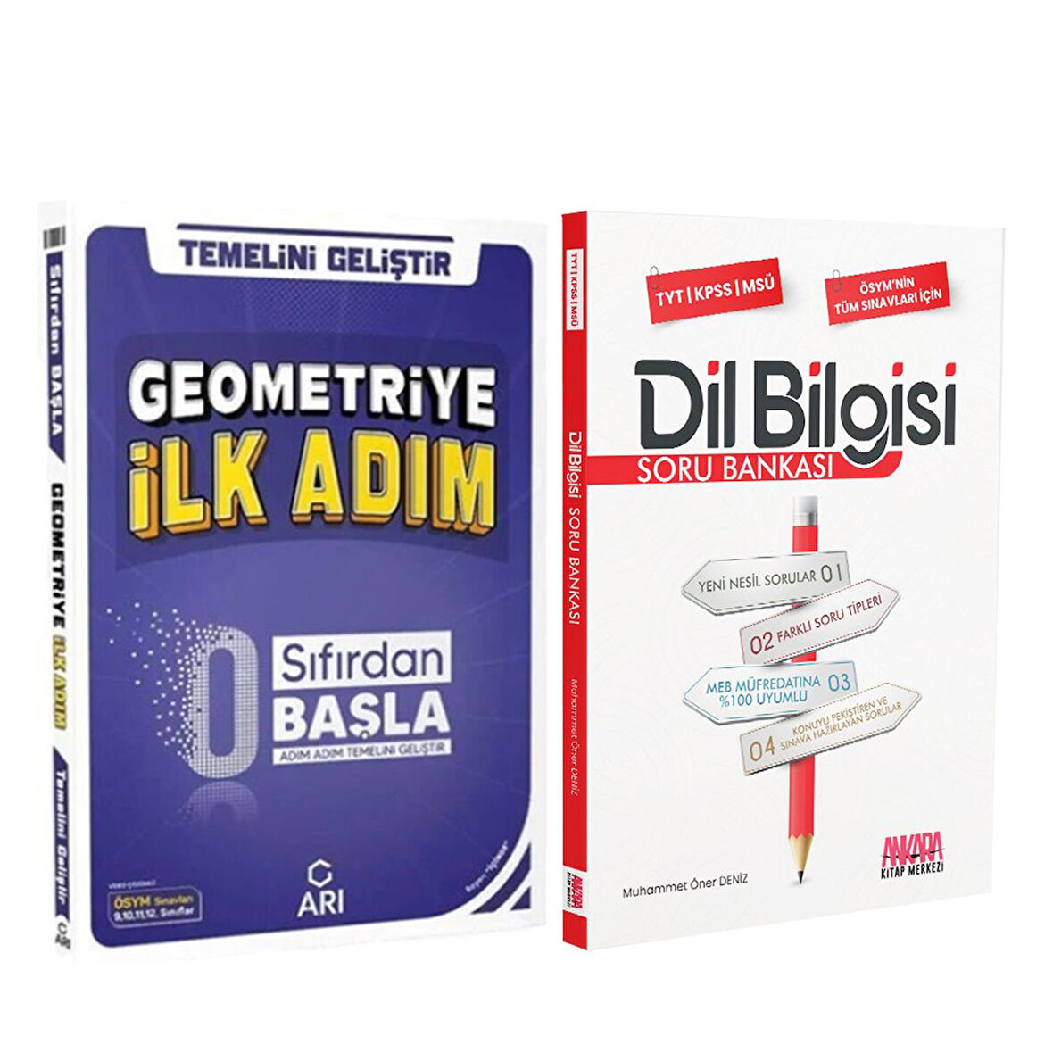Arı Yayınları 0 Sıfırdan Başla Geometriye İlk Adım ve AKM Dil Bilgisi Soru Bankası Seti 2 Kitap