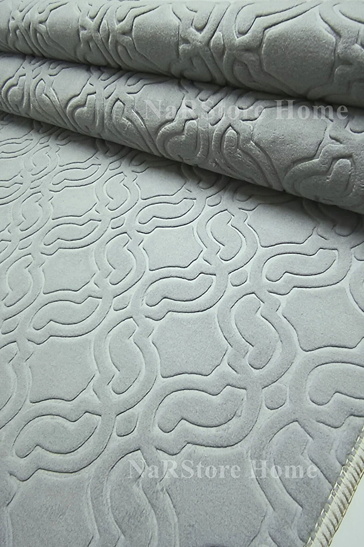 Elit Embos Gri Kabartmalı Kaymaz Taban Yıkanabilir Kesme Yolluk Halı