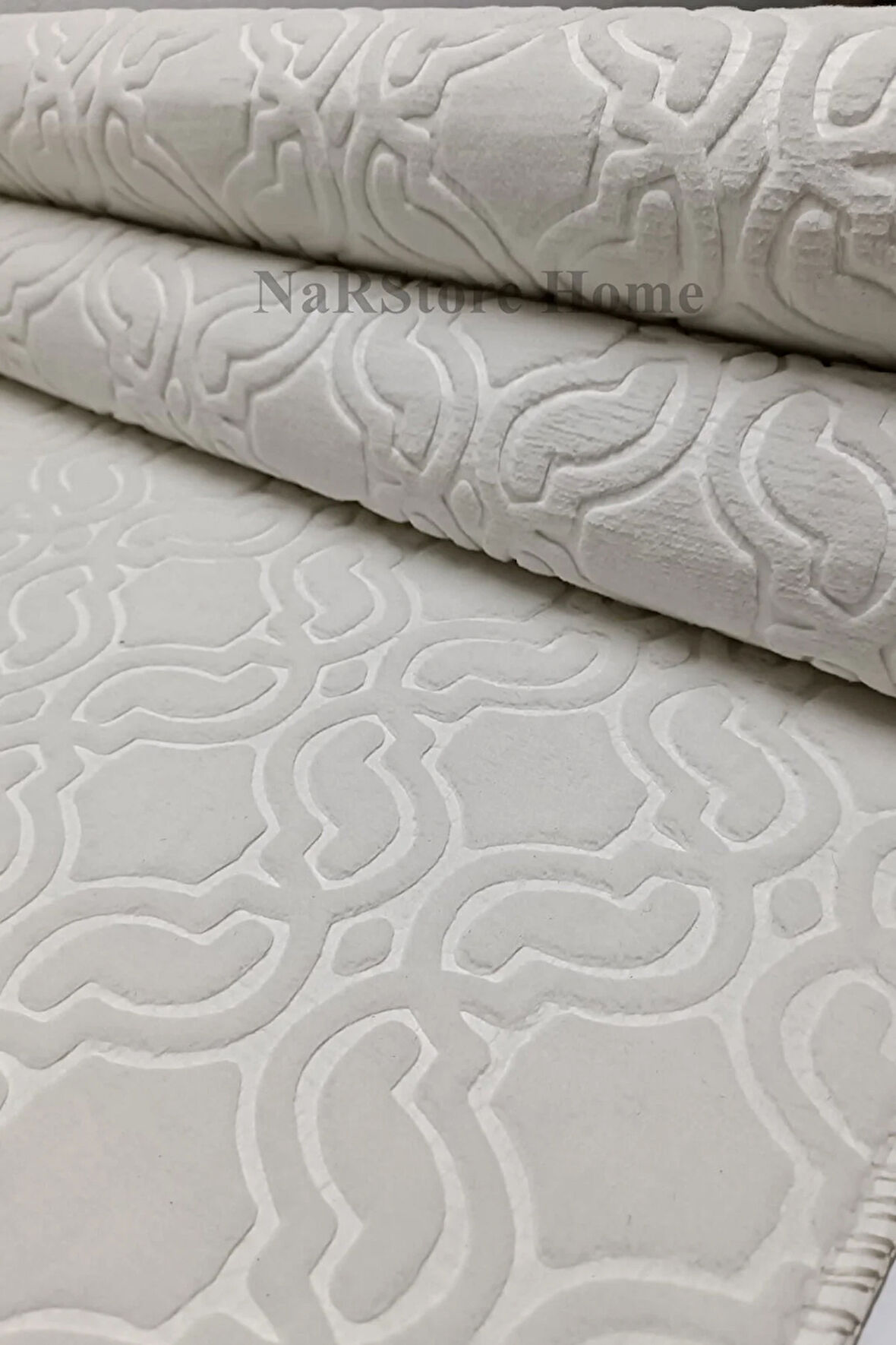 Elit Embos Krem Kabartmalı Kaymaz Taban Yıkanabilir Kesme Yolluk Halı