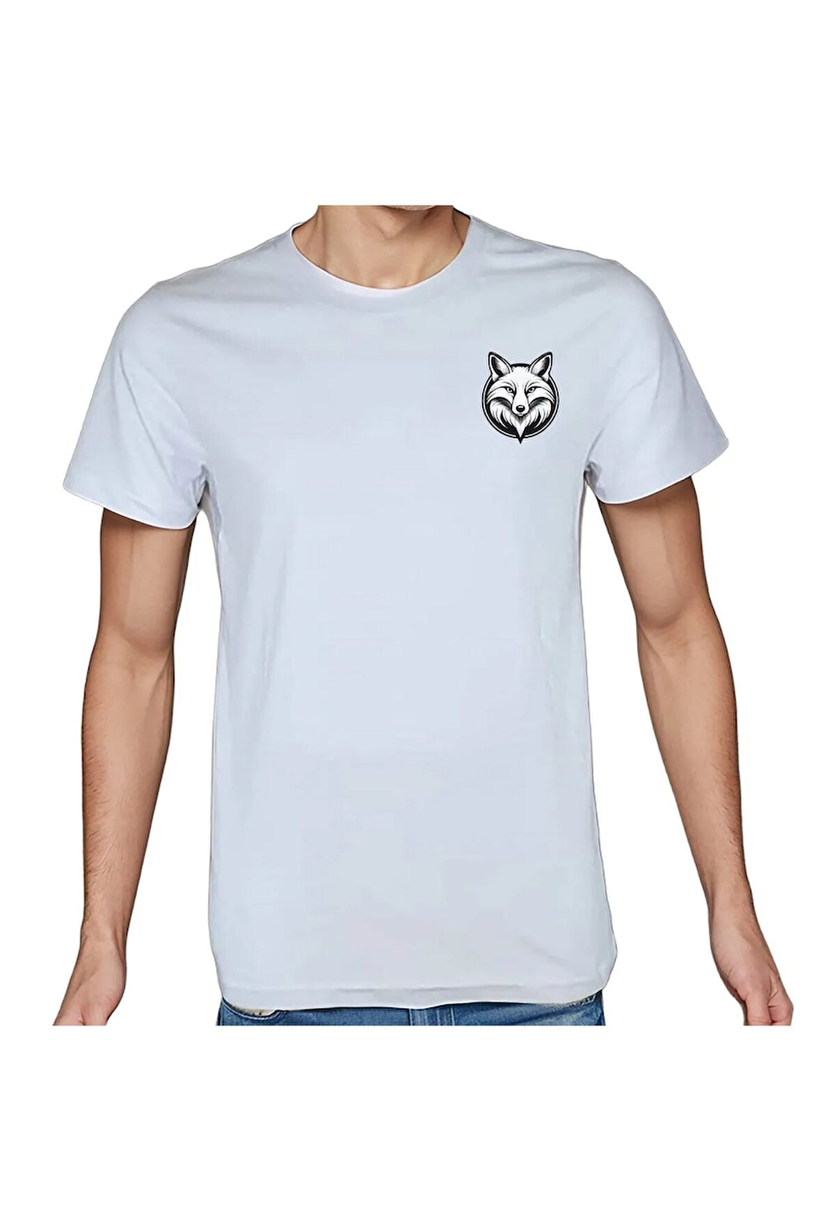 Fox T-shirt %100 Pamuklu Beyaz Penye Basic Erkek Tişört