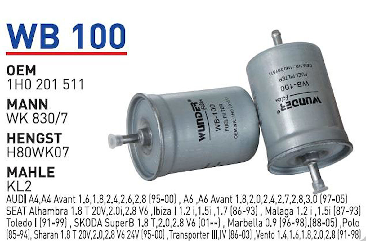 YAKIT FİLTRESİ VOLKSWAGEN GOLF I-II-III JETTA II-P 1H0201511WUN