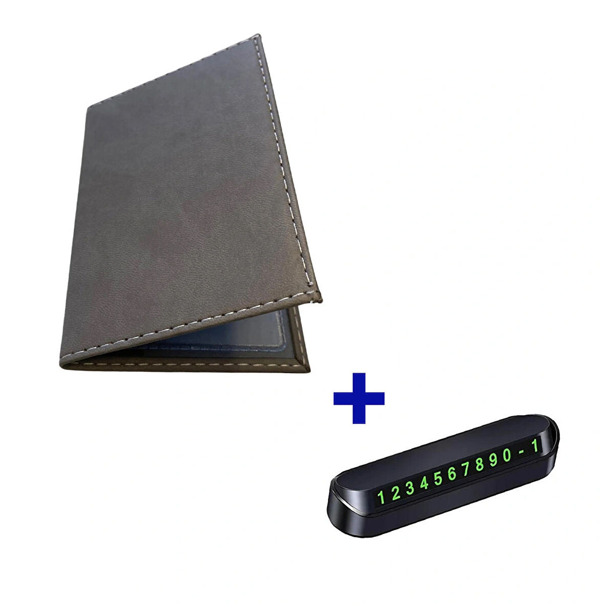 Microcase Suni Deri OTO Ruhsat Kabı Kılıfı Ruhsatlık + Ön Arka Panel Numaratör 1 Adet - SİYAH AL5038
