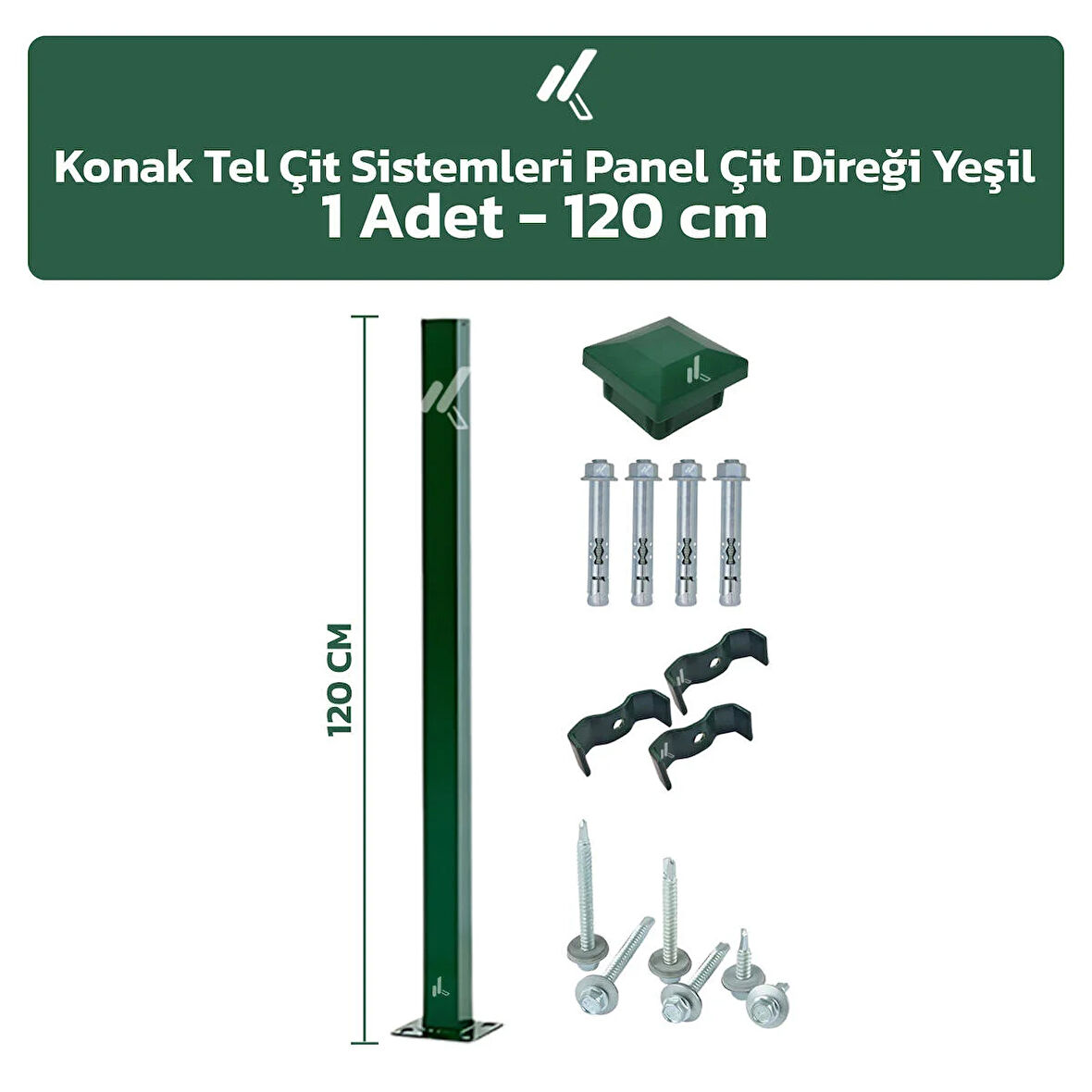 KONAK TEL 120 CM 1 ADET YEŞİL PANEL ÇİT DİREĞİ