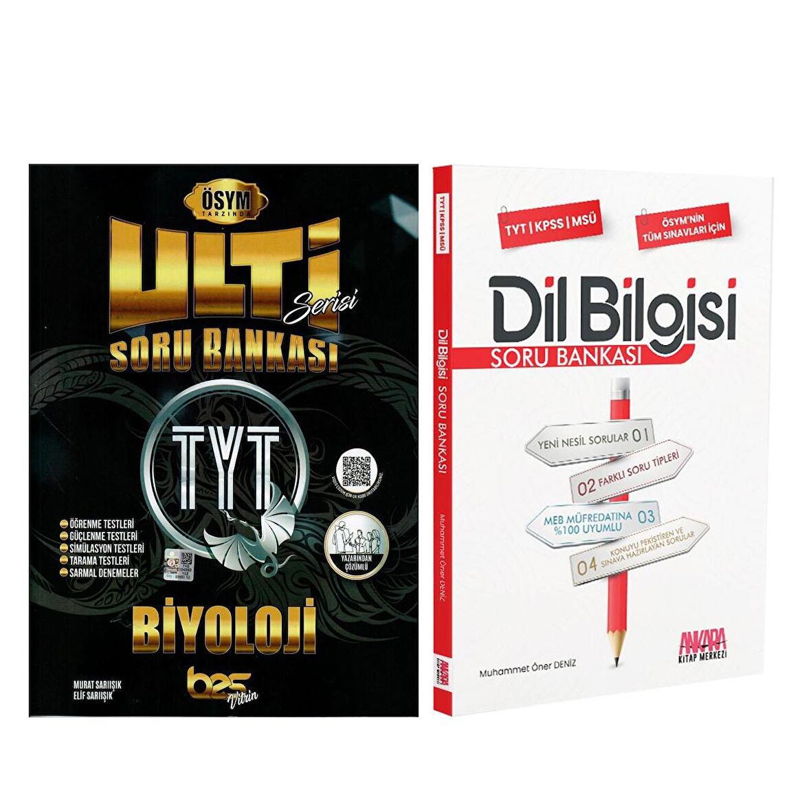 Bes TYT Ulti Biyoloji Soru Bankası ve AKM Dil Bilgisi Soru Bankası Seti 2 Kitap