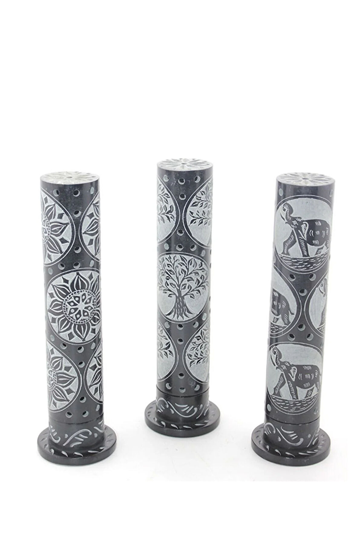 Obsidian Taşı İşlemeli Kule Tütsülük Ksk2211