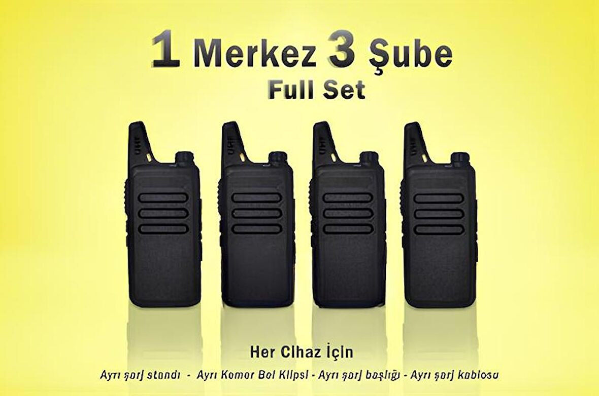 Çaycı Telsizi 1 Merkez 3 Şube Kulaklık Hediyeli Full Set