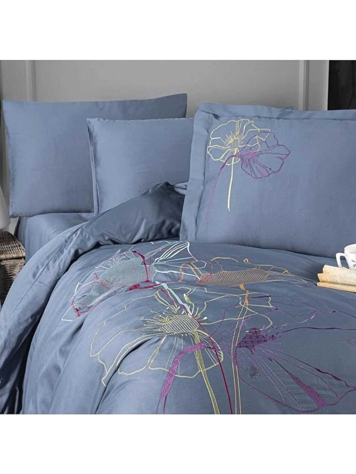 Maribor Collection Mireya - %100 Pamuk Saten Nakışlı Çift Kişilik Nevresim Takımı