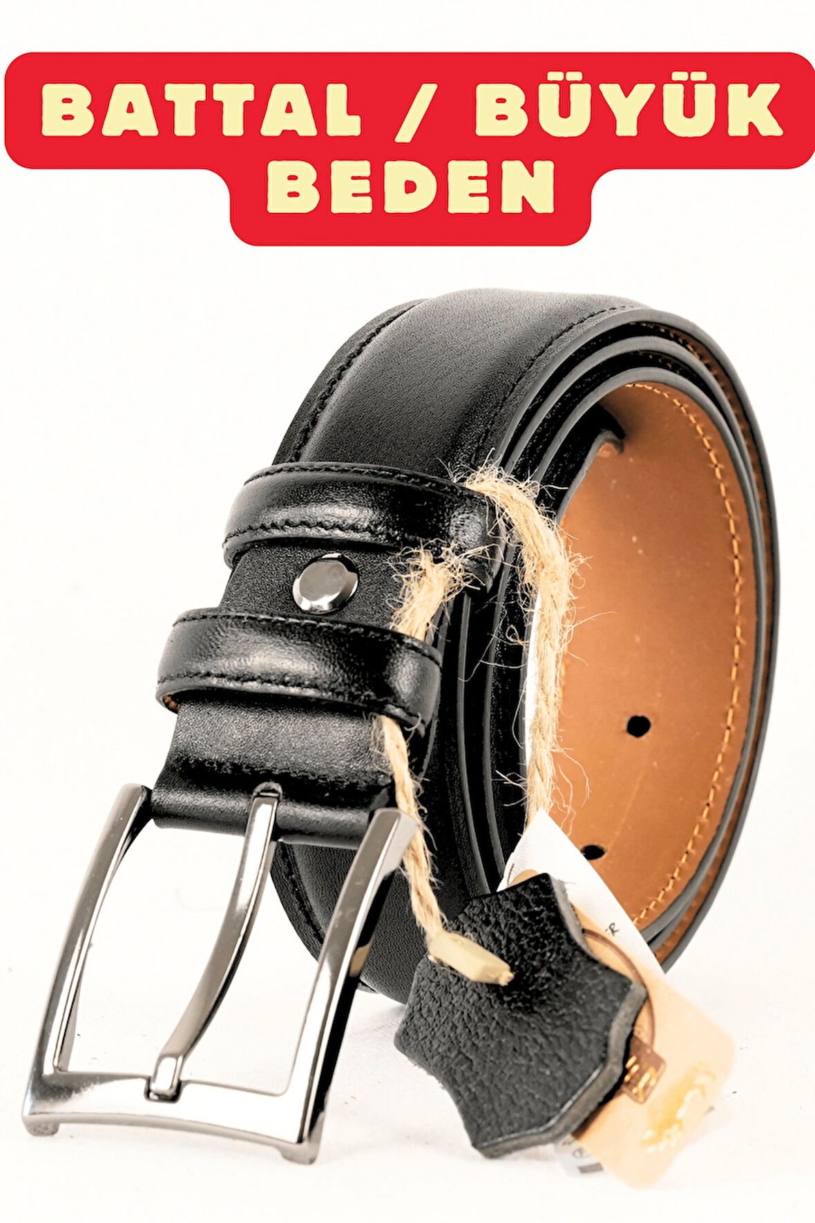 Battal Boy / Büyük Beden 3,5 cm Klasik Erkek Hakiki Deri Kemer