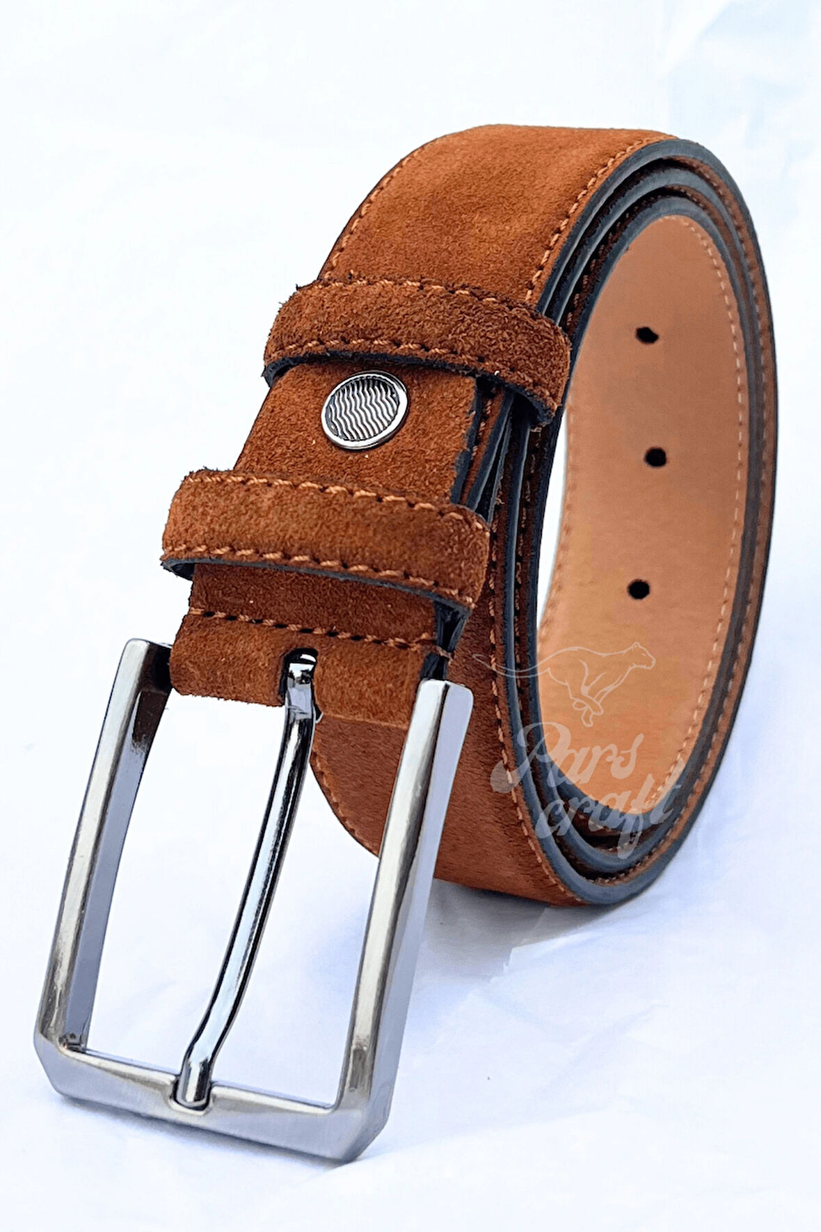 Hakiki Süet Deri Taba Erkek Kemer 3,5 cm Orijinal Klasik Kumaş Pantolon Kemeri