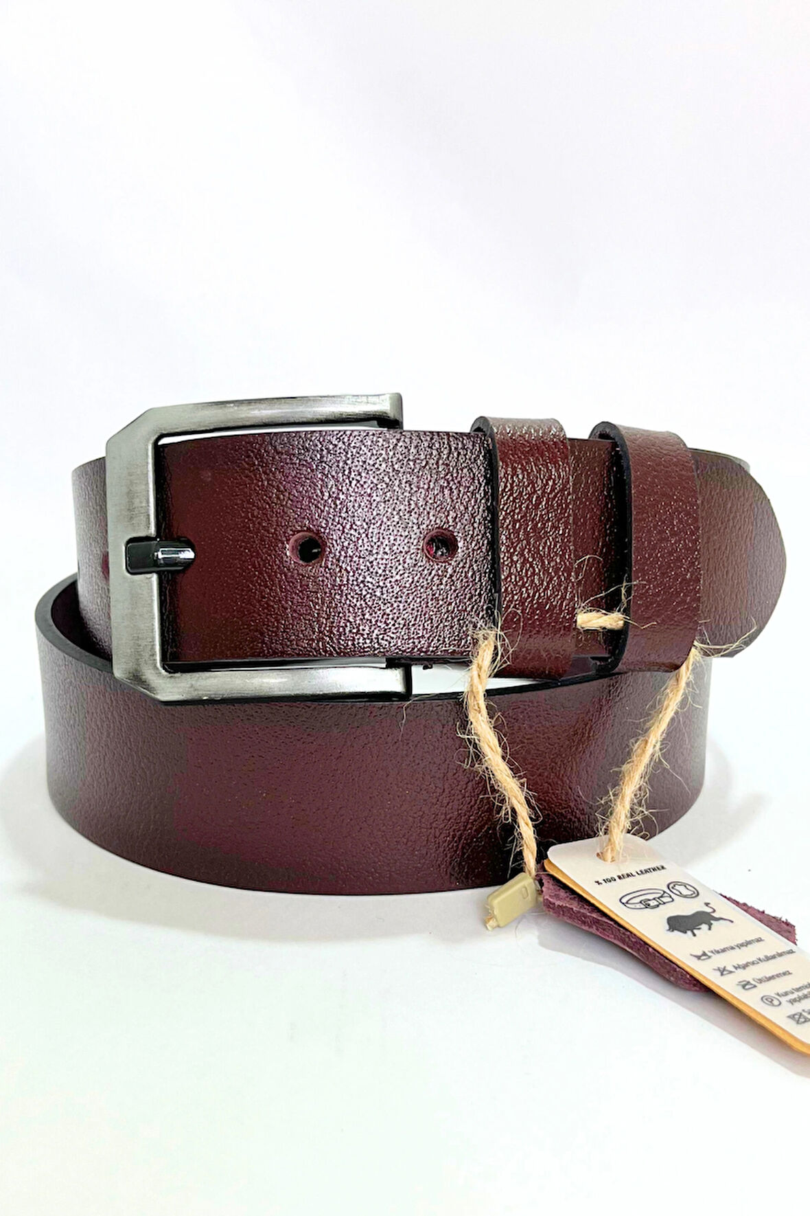 Hakiki Manda Derisi Erkek Kemer 4,5 Cm Bordo Kot Pantolon Spor Kemer