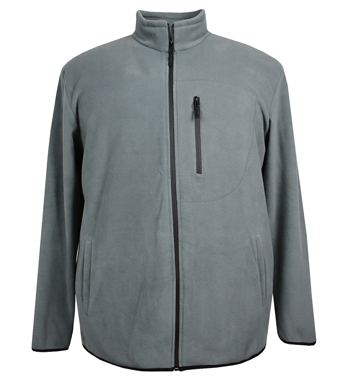 Erkek Büyük Beden Dik Yakalı Fermuarlı 122 Kg-172 Kg Arası İçin Uygun Bedenli Polar Sweat Mont