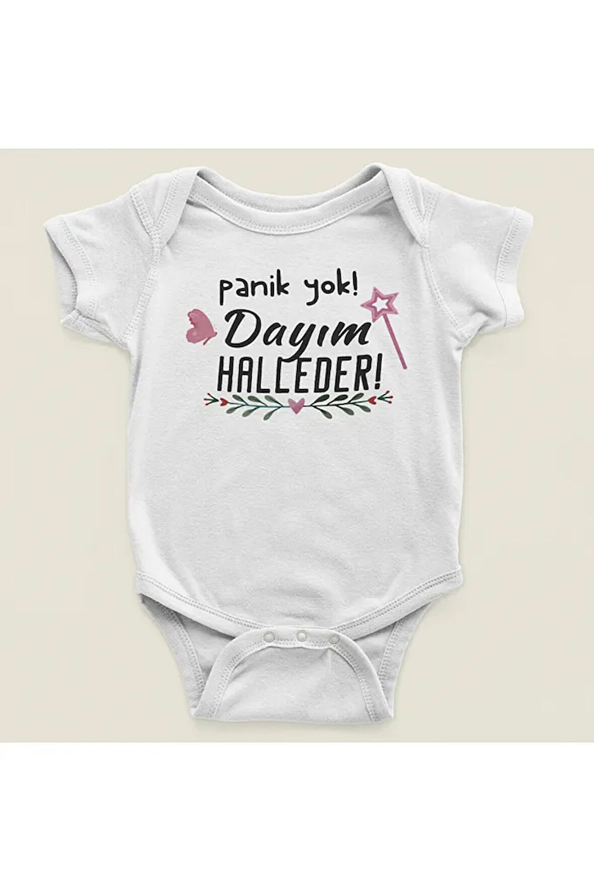 Panik Yok Dayım Halleder ! Yazılı Pamuklu Yumuşak Unisex Çıtçıtlı Body Zıbın