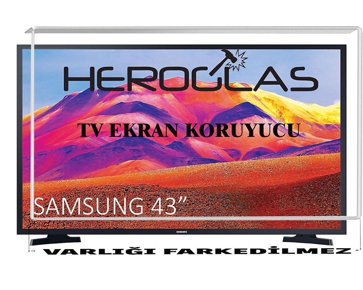 HEROGLAS Samsung DU8000 43"inç 109 ekran TV Ekran Koruyucu