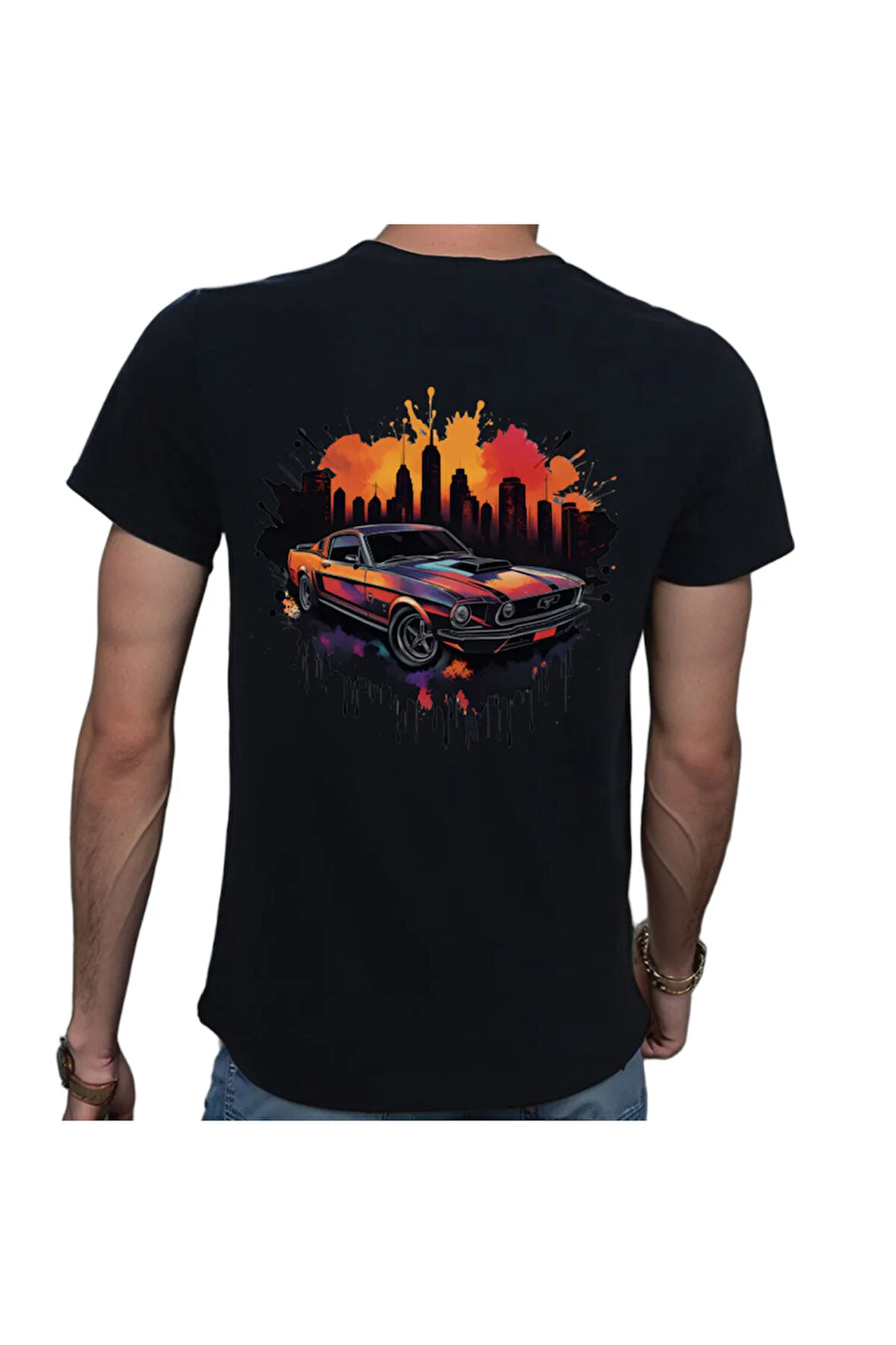 Splash Car T-shirt %100 Pamuklu Siyah Penye Basic Erkek Tişört