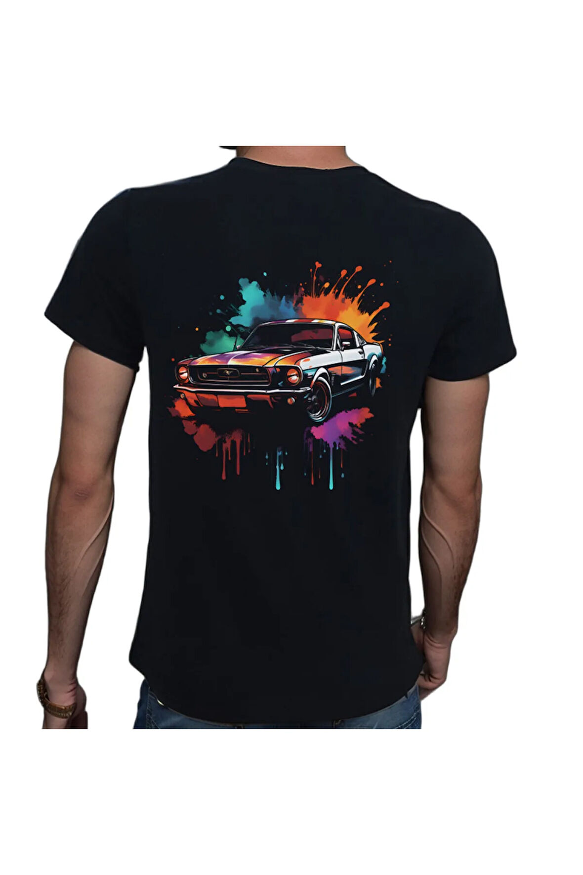 Splash Car T-shirt %100 Pamuklu Siyah Penye Basic Erkek Tişört