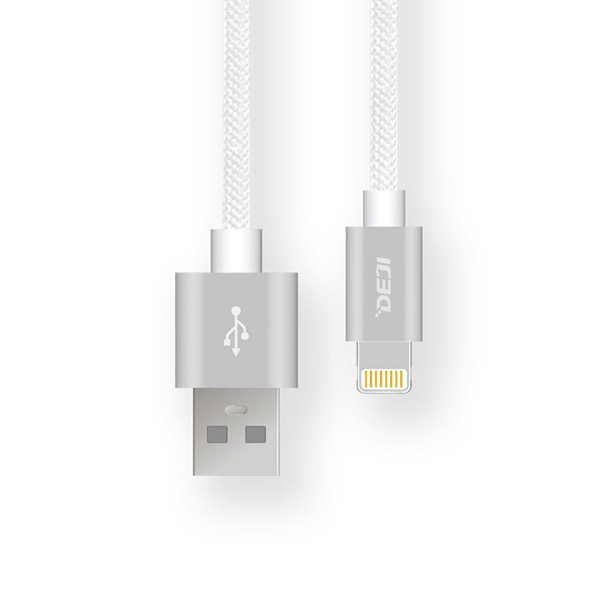 Deji iPhone Hızlı Şarj Kablosu Usb to Lightning 5/5s/6/6s/7/7Plus/8/8Plus7 Se 1 2 3 Nesil Örgülü Beyaz