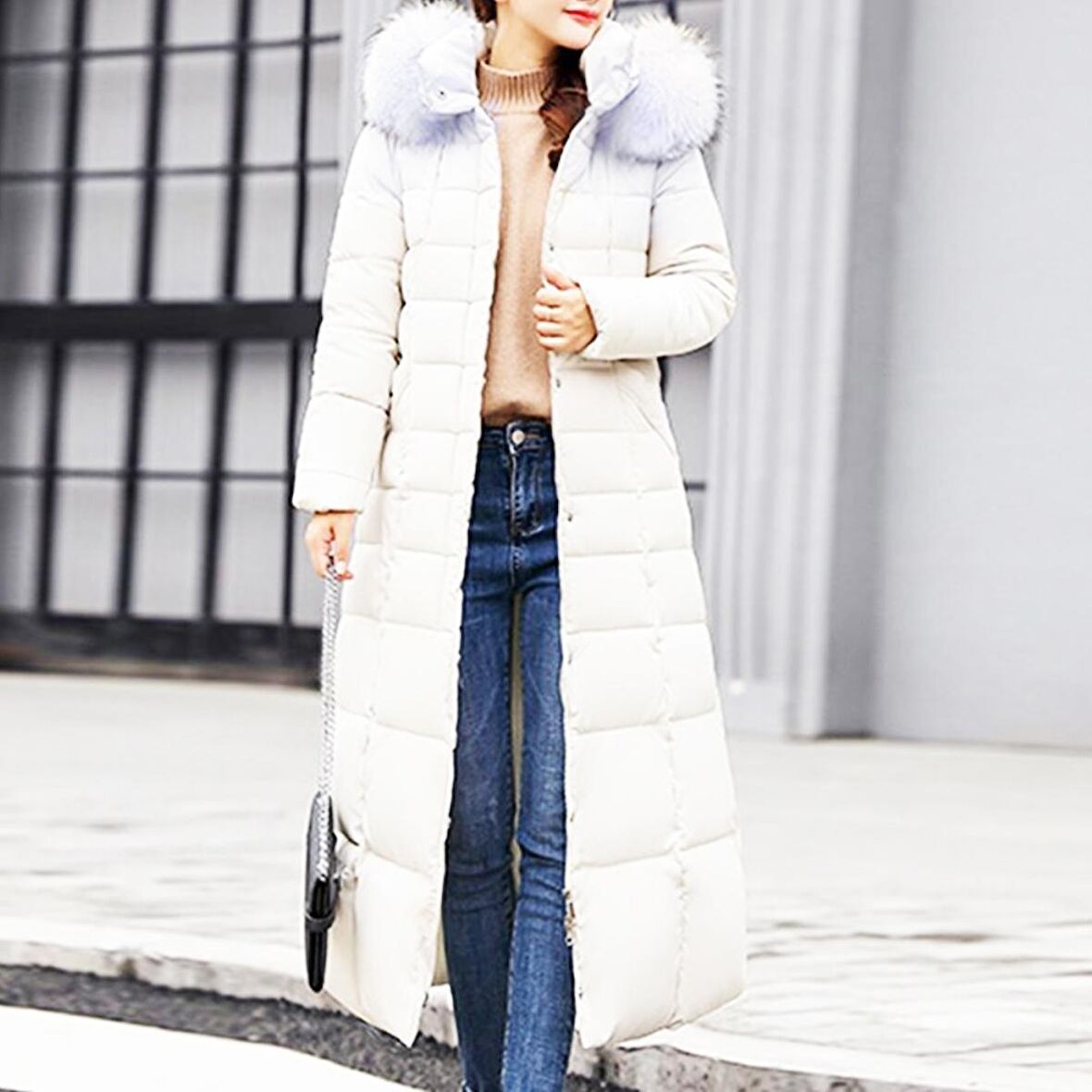 Toridas Günlük Kışlık Tam Boy Şişme Kadın Mont bt180beyaz