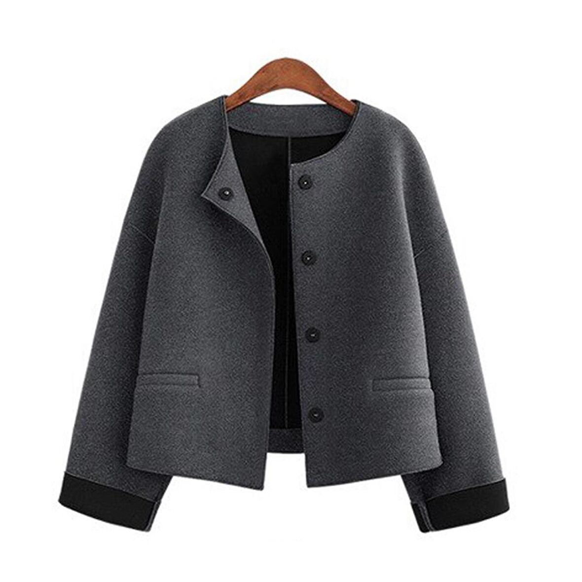 Toridas Rahat Düğmeli Şık Kadın Ceket 2303füme