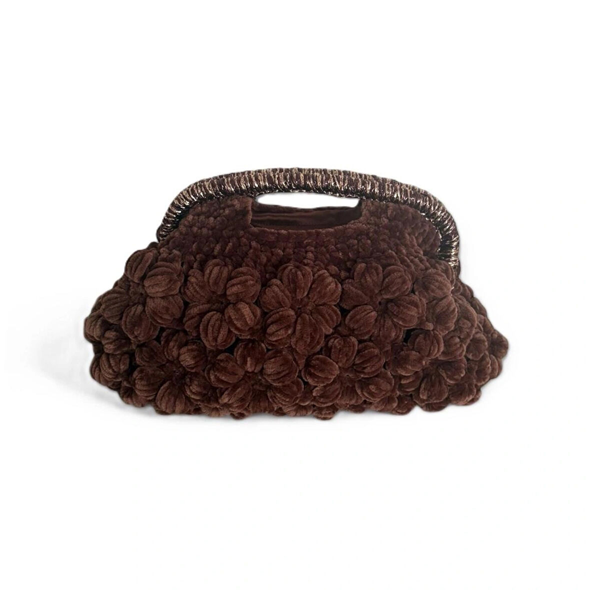 El Yapımı Kahverengi Tığ İşi Tasarımcı Çantası - Benzersiz ve Gösterişli Bir Parça