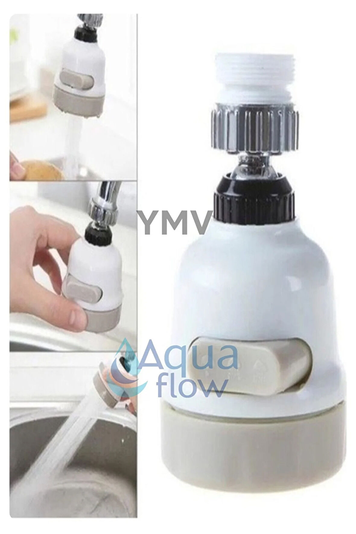 Su Tasarruflu 360° Hareketli Beyaz Mutfak Lavabo Çeşme Batarya Musluk Başlığı