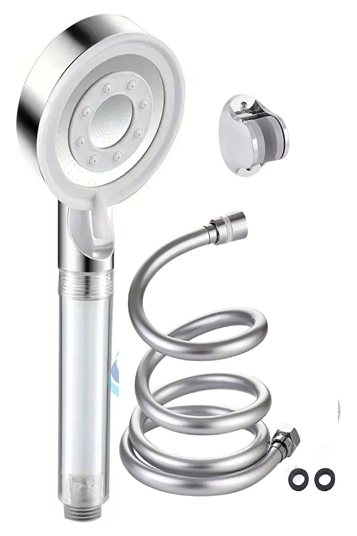 Filtreli Duş Banyo Başlığı Kopmaz Gri Pvc Hortum Duş Banyo Seti 3Lü Set