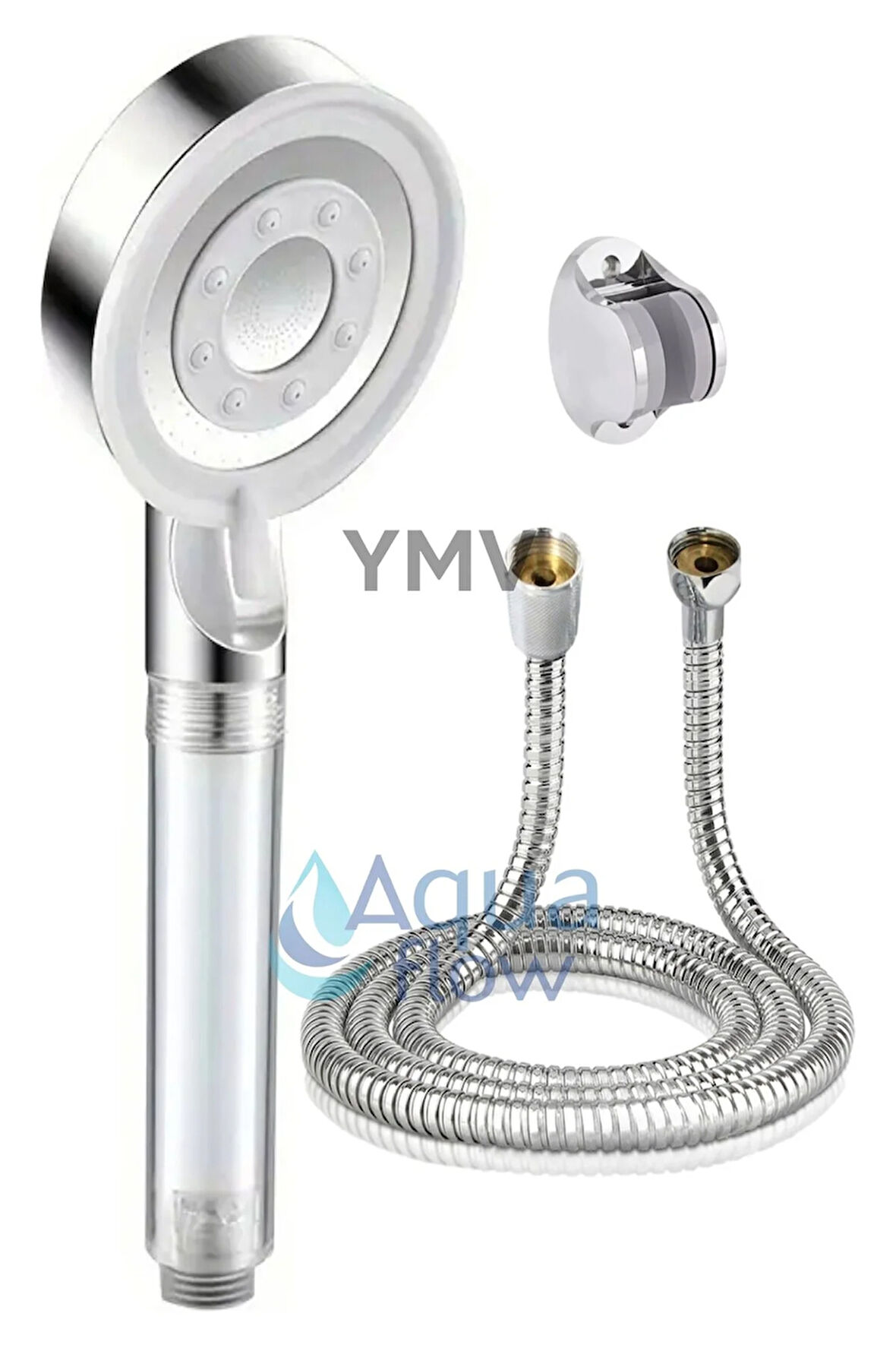 Kireç Arındırıcı Filtreli Duş Başlığı Çelik Hortum Duş Banyo Seti 3 lü Set