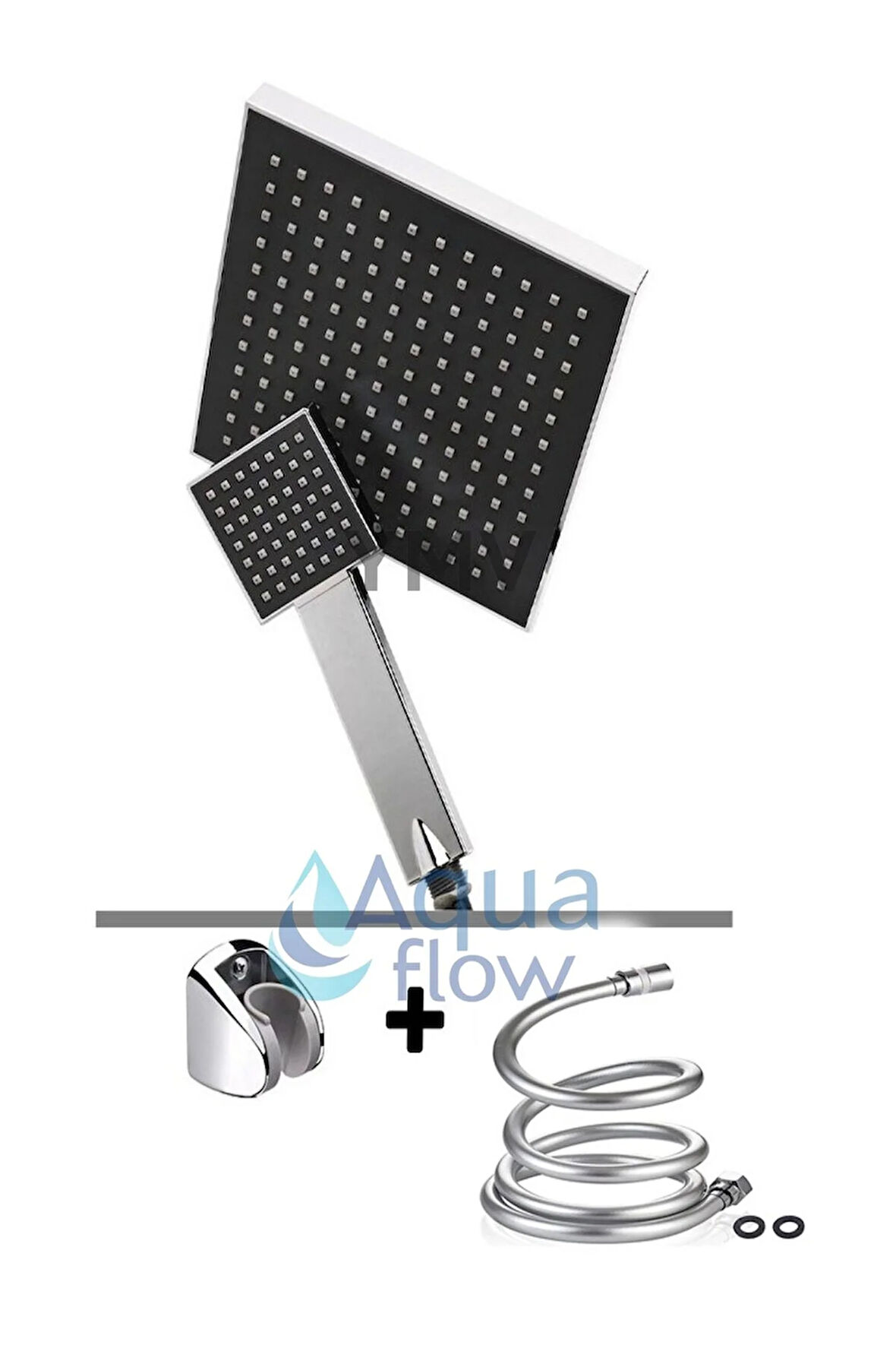 Yağmurlama Duş Seti Tepe Duş Banyo Robotu Patlamaz Gri Hortum 4lü Duş Seti