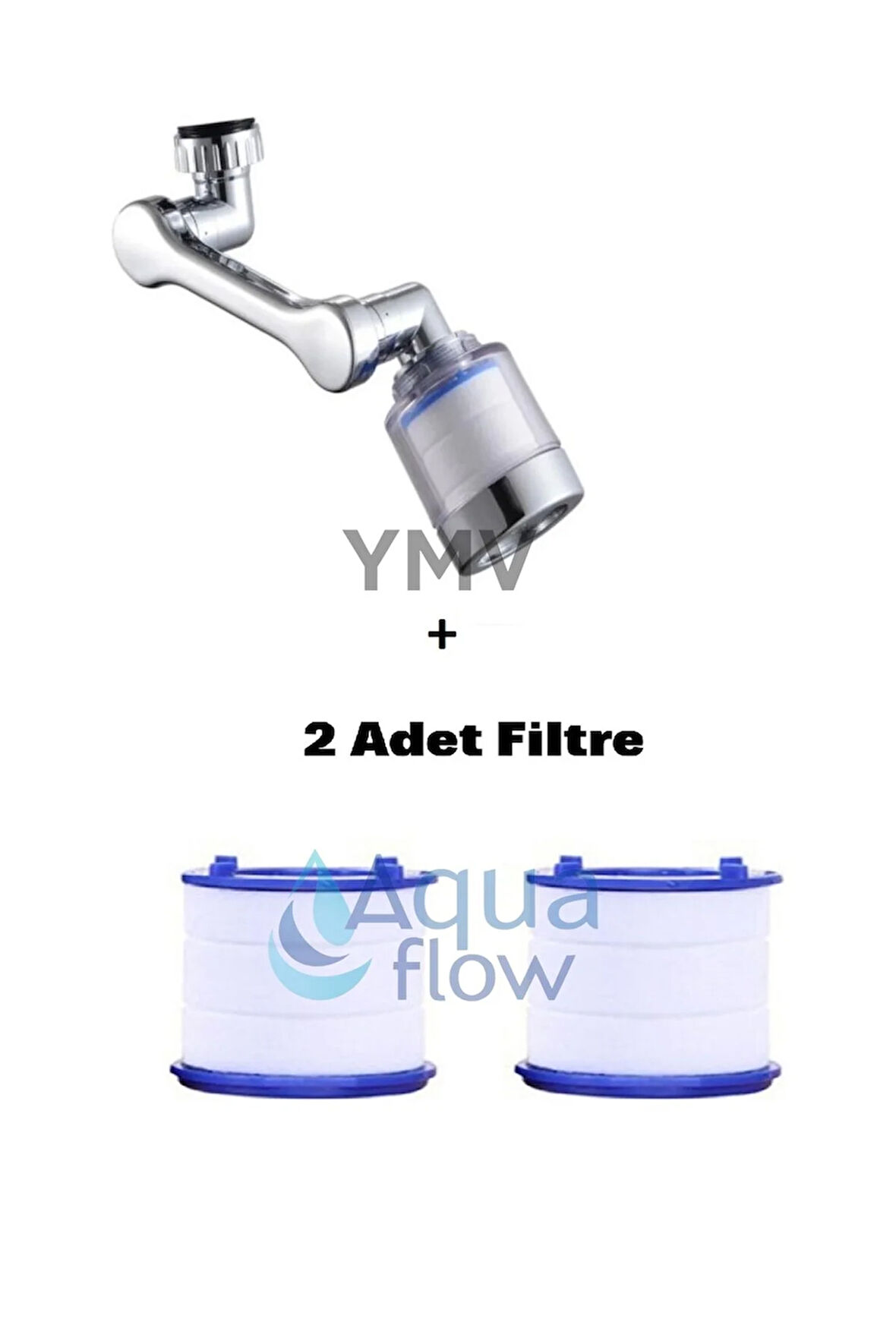 Filtreli 1080° Hareketli Musluk Başlığı + 2adet Yedek Filtre
