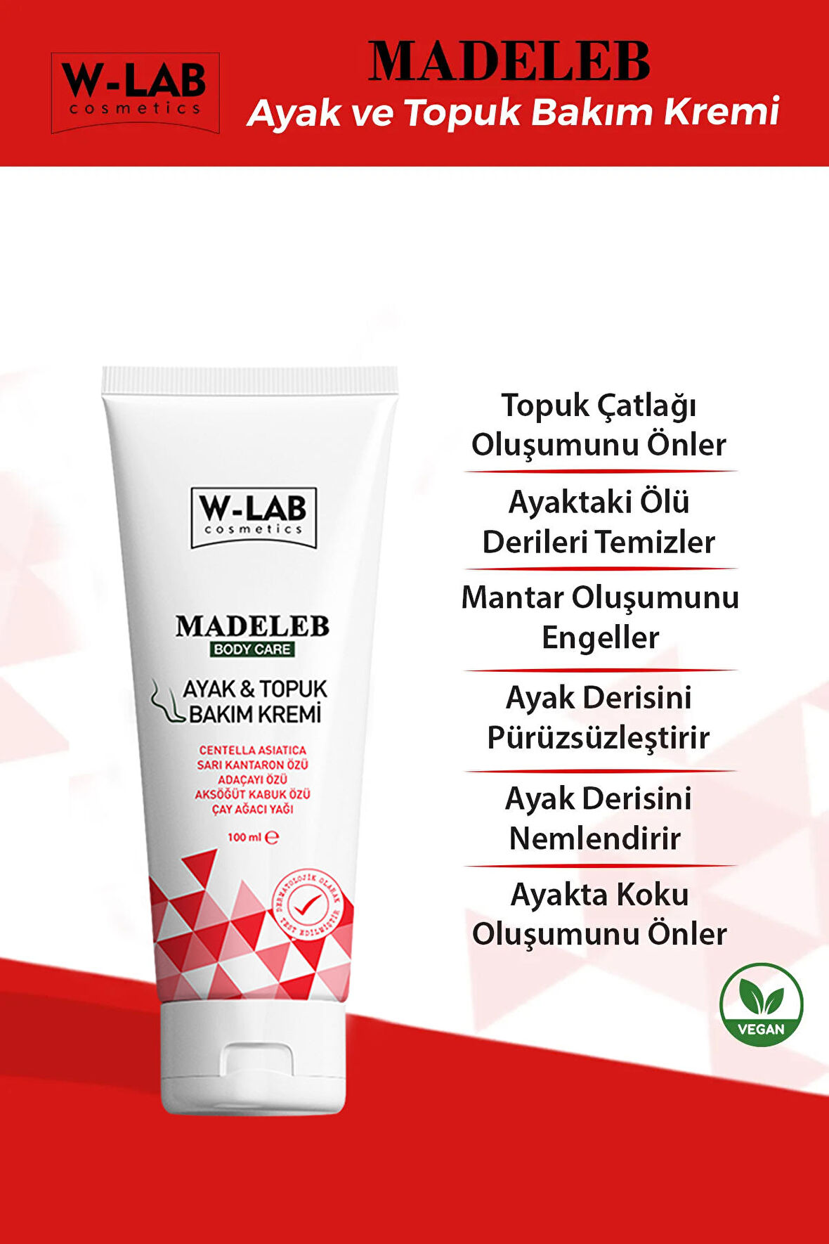  W-Lab Kozmetik Ayak ve Topuk Bakım Kremi 100 ML