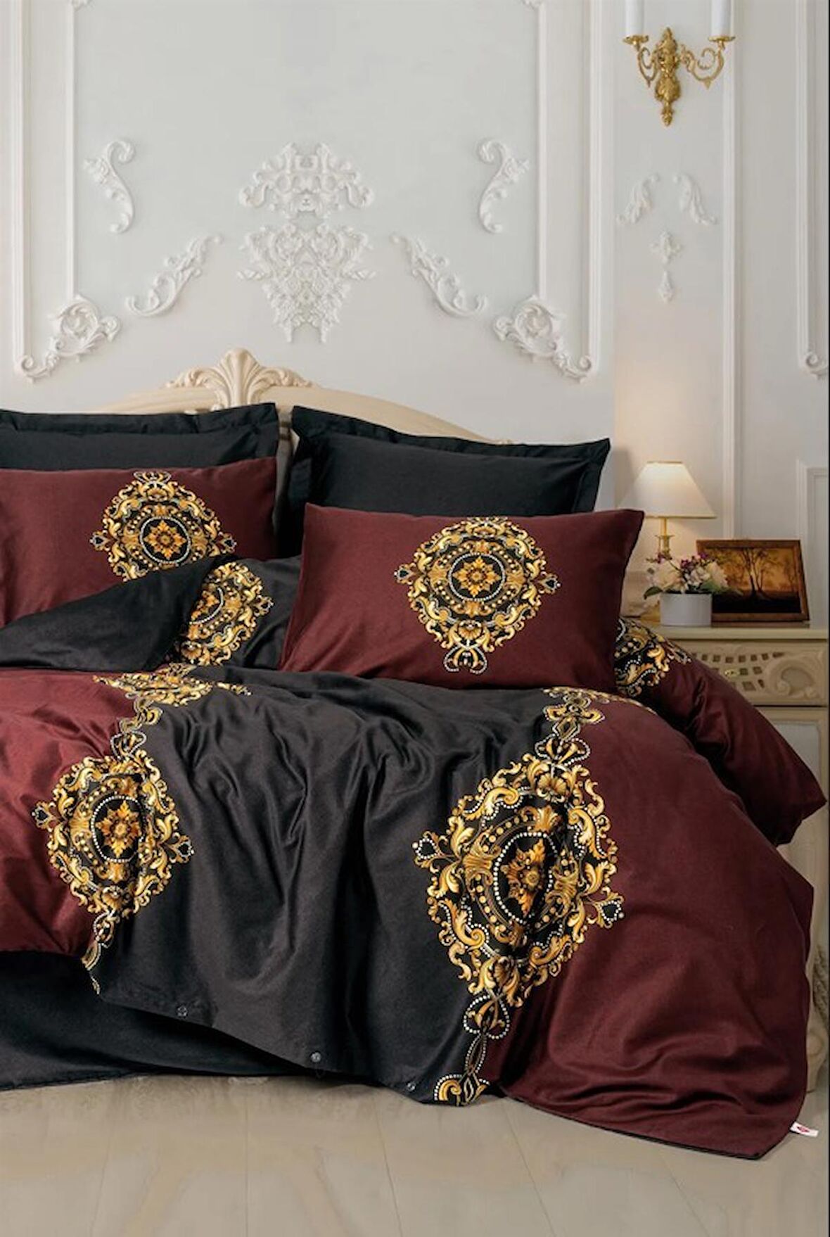 Cotton Box Palace Saten Çift Kişilik Nevresim Takımı Ebren Antrasit