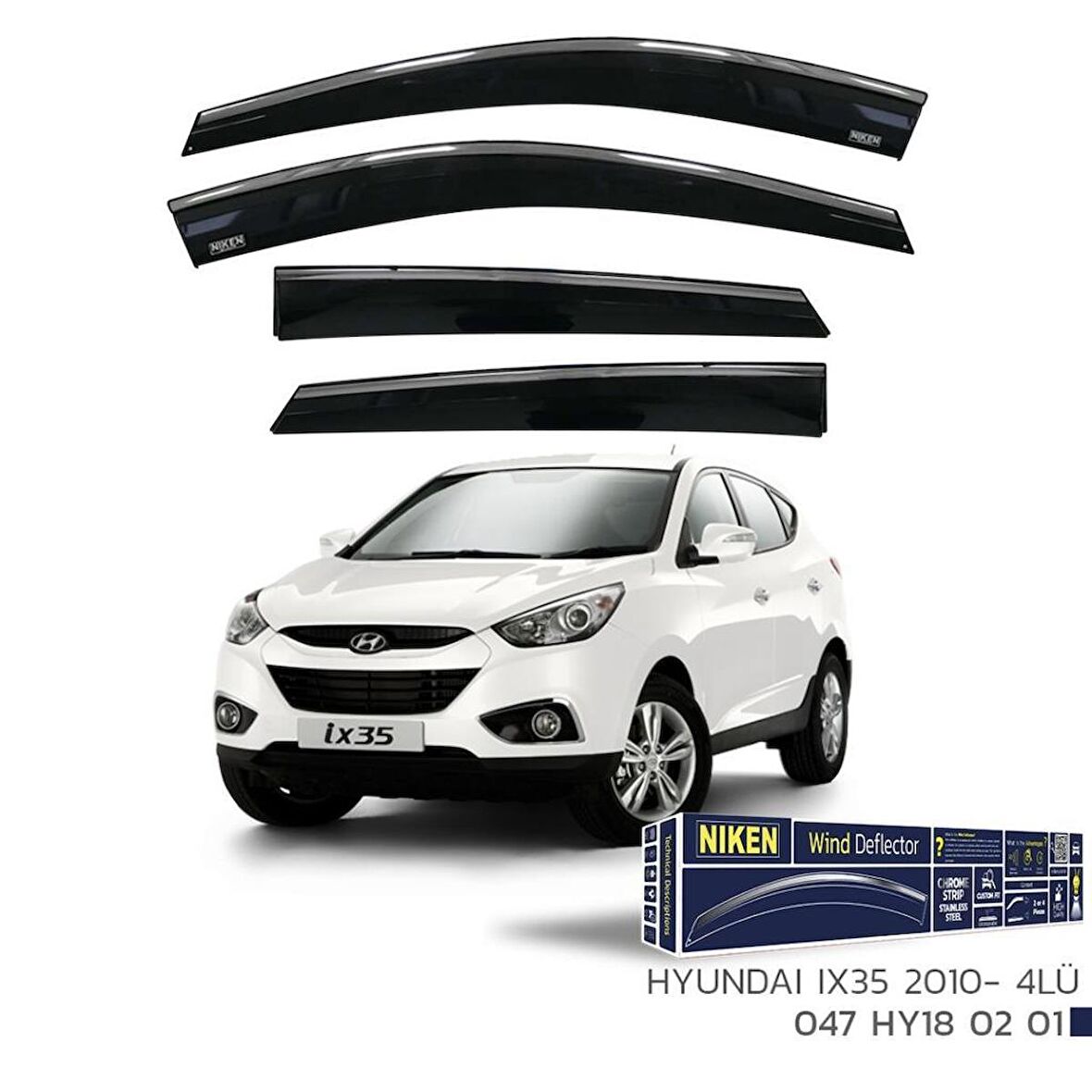 Hyundai ix35 Niken Kromlu Cam Rüzgarlığı 4lü Set 2010 ve Üstü