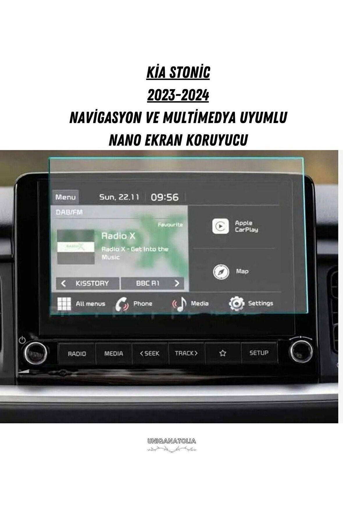 Kia Stonic 2023 2024 Navigasyon ve Multimedya Uyumlu Nano Ekran Koruyucu