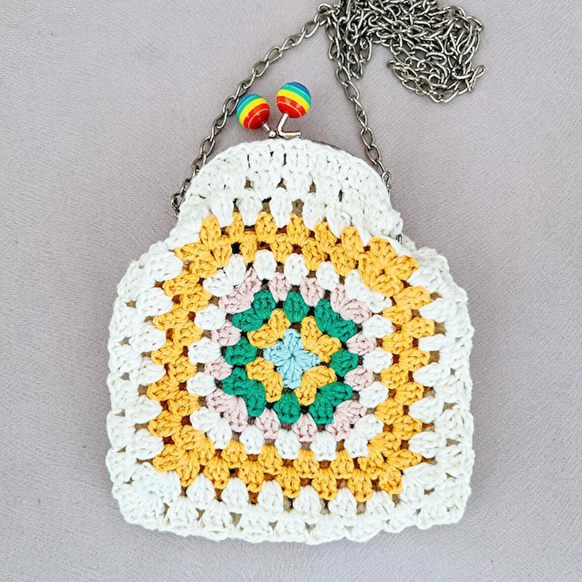 Crochet Klipsli Mini Çanta