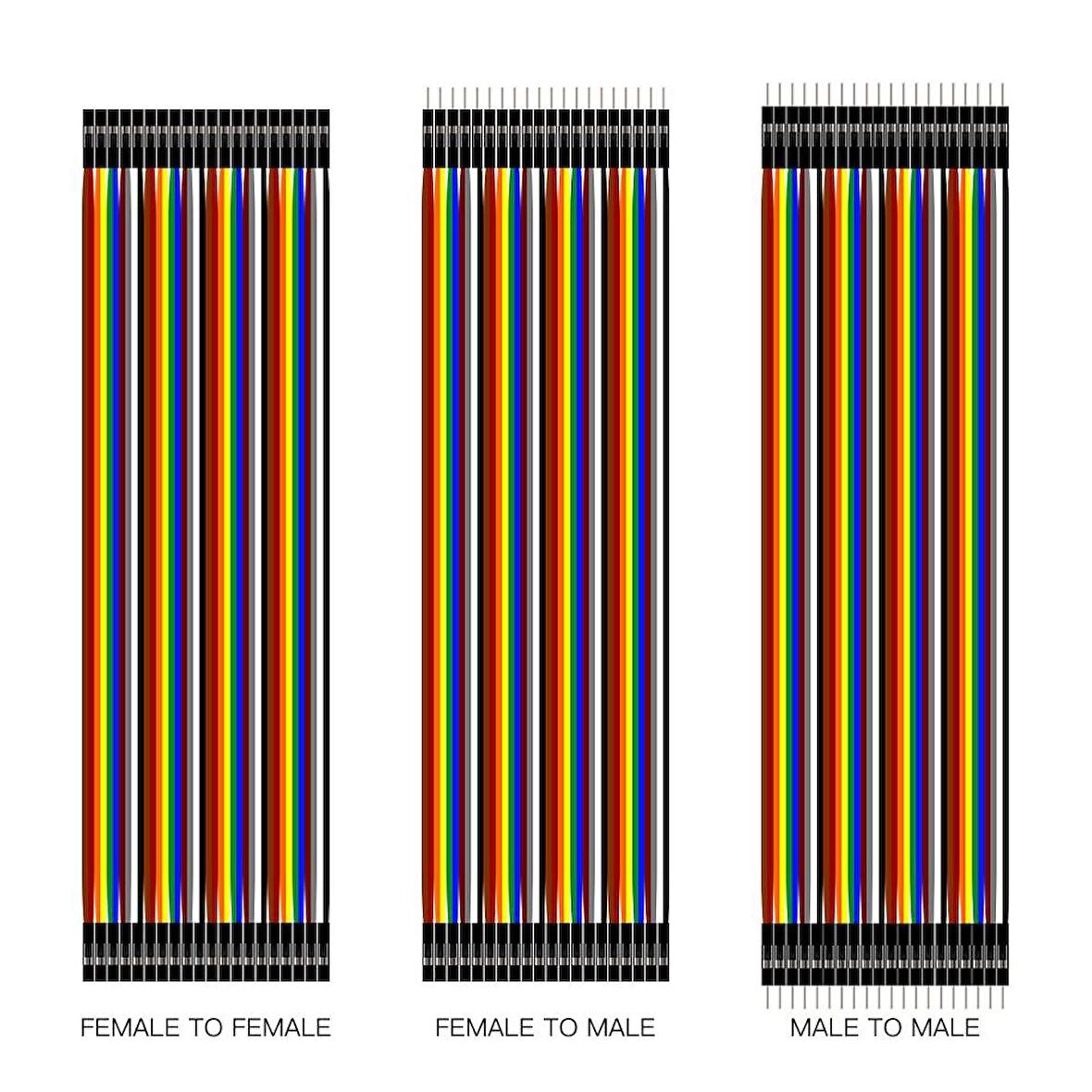 60 Pin Dişi-Dişi Erkek-Erkek Erkek-Dişi 40 cm Jumper Kablo Seti