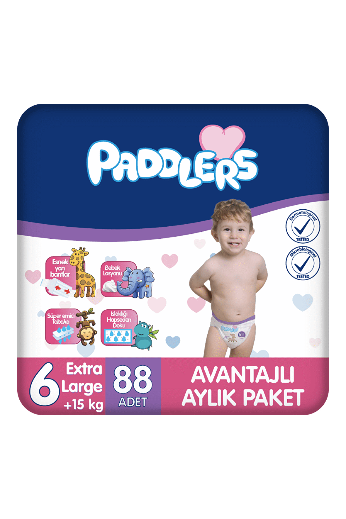 Paddlers Bebek Bezi 6 Numara X-Large 88 Adet (15+ Kg) Aylık Paket