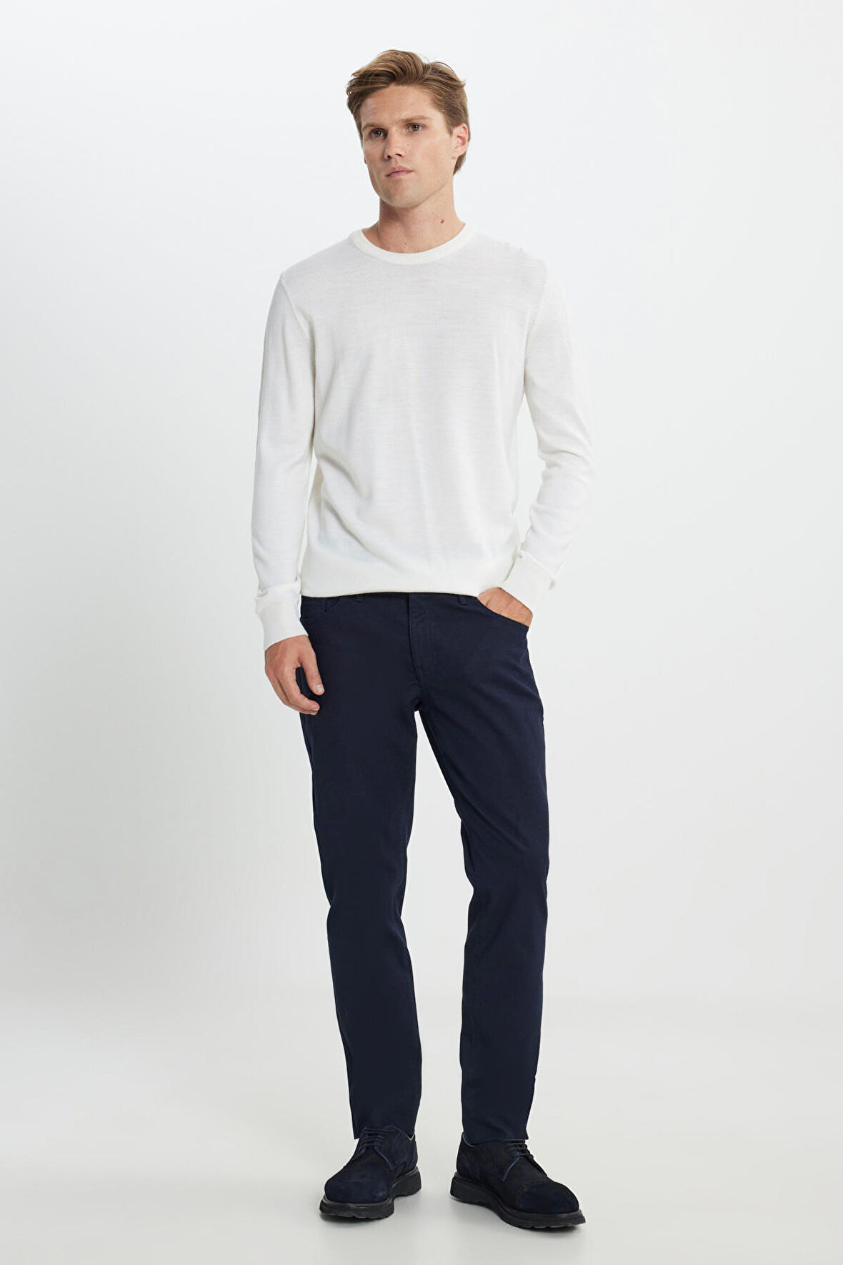 Slim Fit Dar Kesim Pamuklu Esnek Armürlü 5 Cep Pantolon