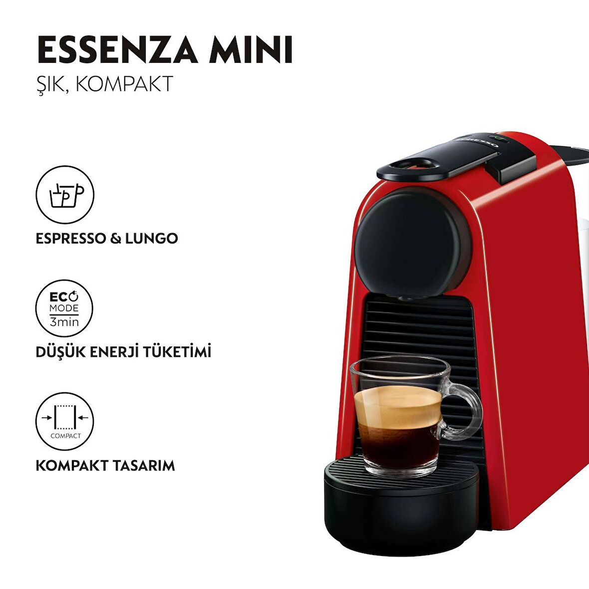 Nespresso Essenza Mini D30 Red Kahve Makinesi