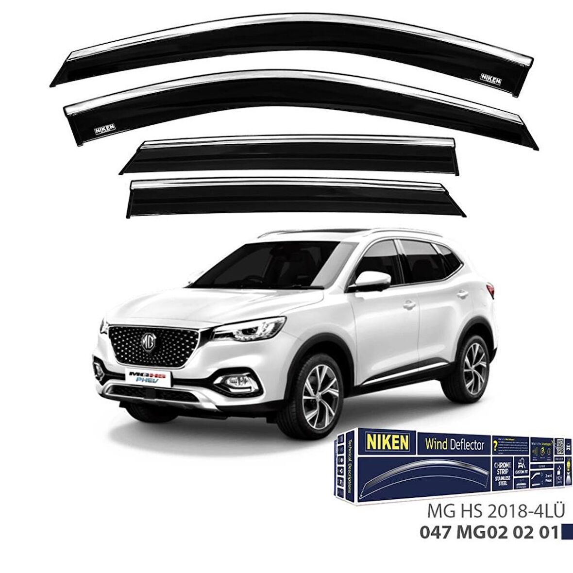 MG Hs Niken Kromlu Cam Rüzgarlığı 4lü Set 2018 ve Üstü
